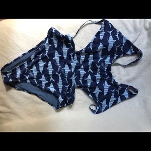 Aerie shark one piece bikini swimsuit brand new